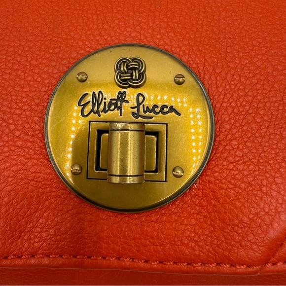 Elliott Lucca Cordoba Orange Leather Shoulder/Clutch with Gold-Toned Closure - Picture 11 of 17
